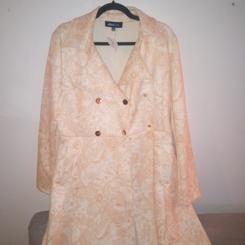 Alice Blue Paisley Trench Coat in Cream